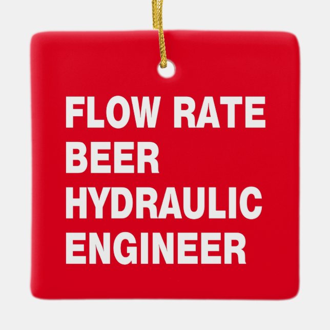 Hydraulic Engineer Beer Ceramic Ornament (Front)