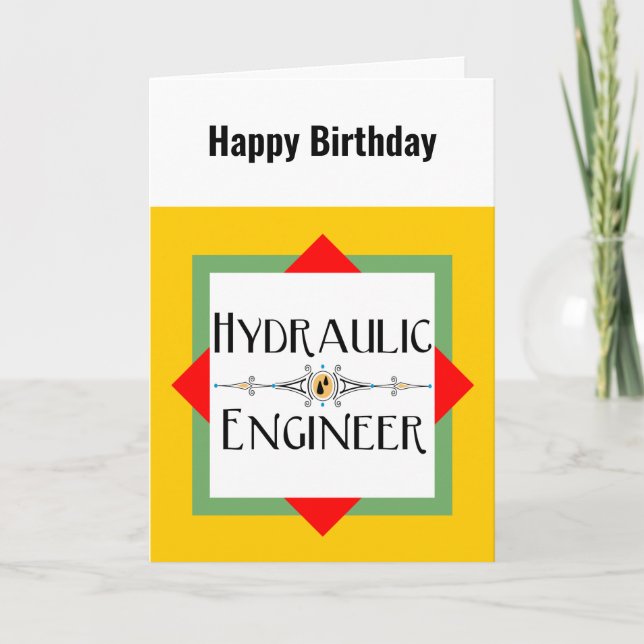 Hydraulic Engineer Block Birthday Card (Front)