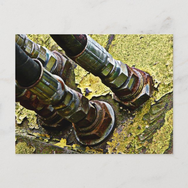 Hydraulic Hoses on old Tractor Postcard (Front)