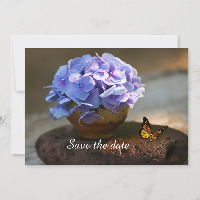 Hydrengea Flower Flat Save The Date Card (Front)