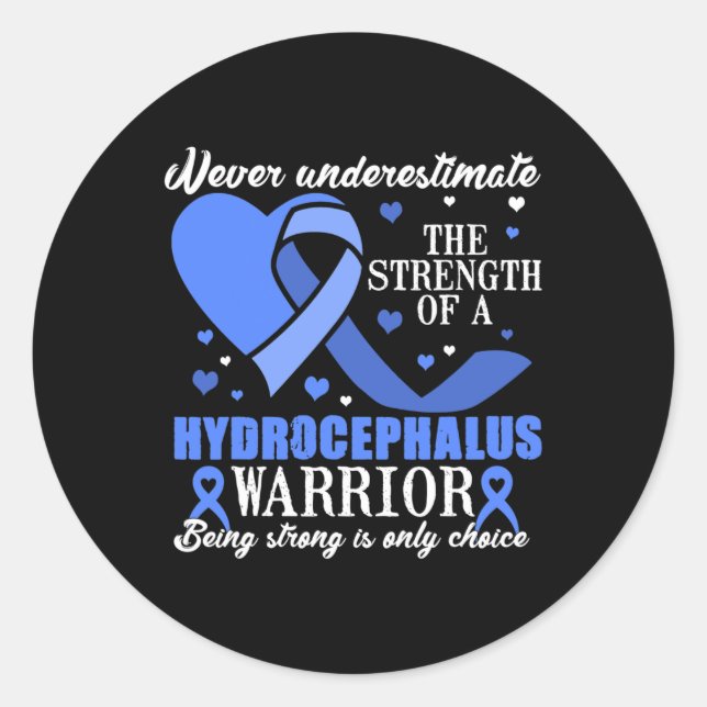 Hydrocephalus Awareness  Blue Ribbon Support  Classic Round Sticker (Front)