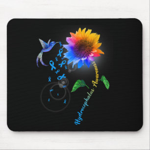 Hydrocephalus Awareness Blue Sunflower Hummingbird Mouse Pad