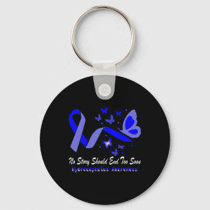 Hydrocephalus Awareness Butterflies Support Blue R Key Ring
