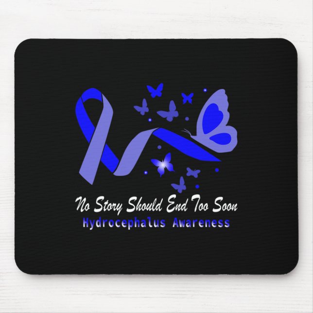 Hydrocephalus Awareness Butterflies Support Blue R Mouse Pad (Front)