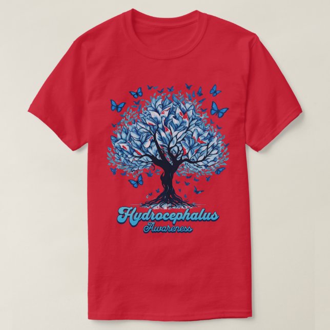 Hydrocephalus Awareness Butterfly Support T-Shirt (Design Front)