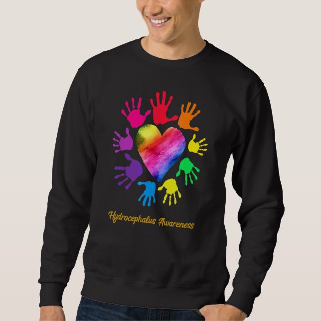 Hydrocephalus Awareness Hands Hydrocephalus Sweatshirt (Front)