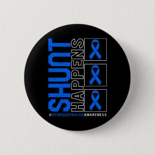 Hydrocephalus Awareness Shunt Happens Blue Ribbon 6 Cm Round Badge