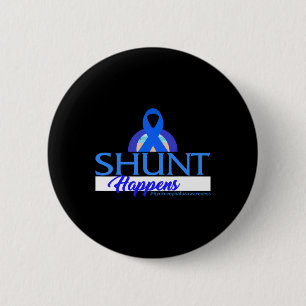 Hydrocephalus Awareness Shunt Happens Blue Ribbon 6 Cm Round Badge