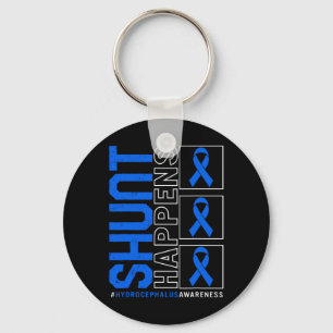 Hydrocephalus Awareness Shunt Happens Blue Ribbon Key Ring
