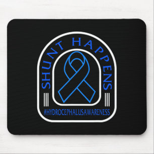 Hydrocephalus Awareness Shunt Happens Blue Ribbon Mouse Pad