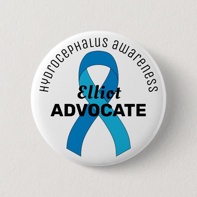 Hydrocephalus Ribbon White Button (Front)