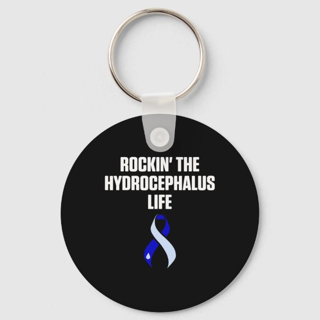 Hydrocephalus Survivor Rocking Awareness Warrior  Key Ring (Front)