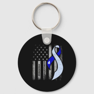 Hydrocephalus Survivor USA Flag Awareness Warrior Key Ring