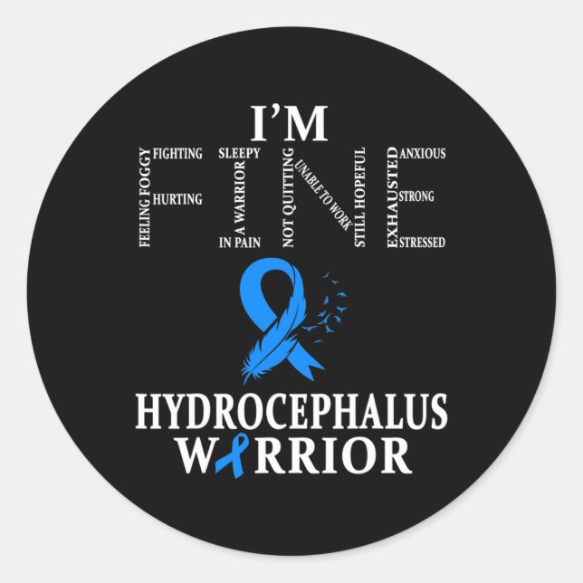 Hydrocephalus Warrior I'm Fine  Classic Round Sticker (Front)