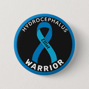 Hydrocephalus Warrior Ribbon Black Button
