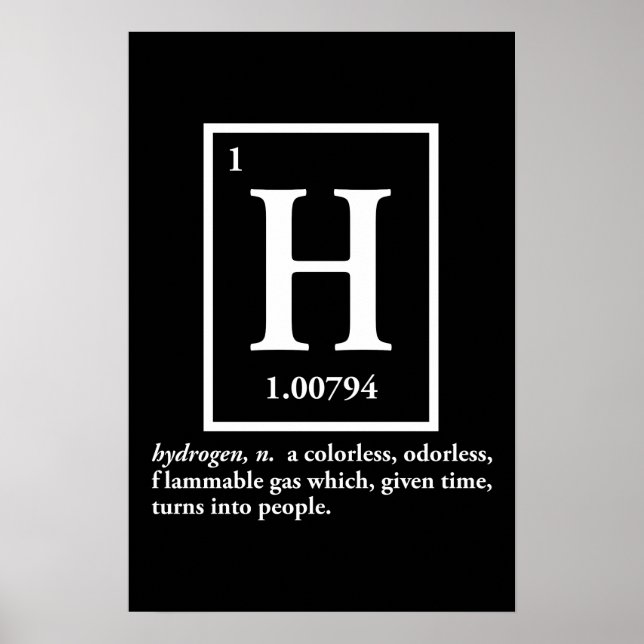hydrogen - a gas which turns into people poster (Front)