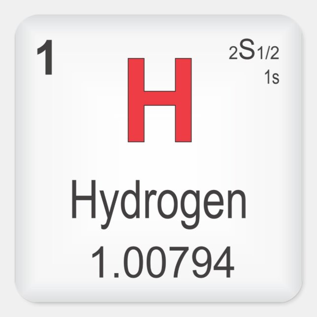 Hydrogen Individual Element of the Periodic Table Square Sticker (Front)