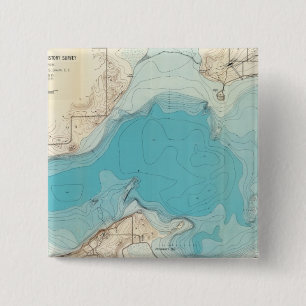 Hydrographic map Lake Mendota 15 Cm Square Badge