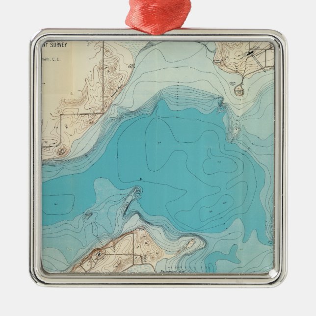 Hydrographic map Lake Mendota Metal Tree Decoration (Front)
