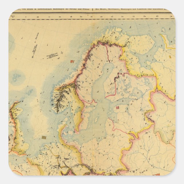 Hydrographic map of Europe Square Sticker (Front)