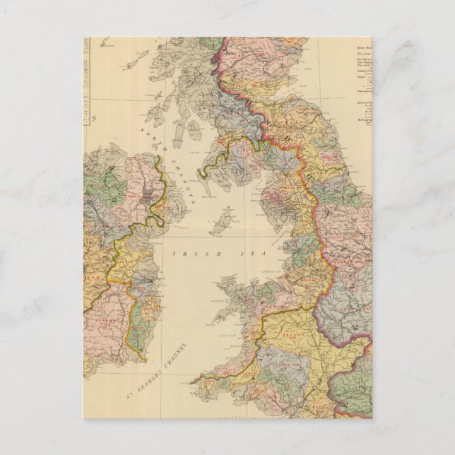 Hydrographical map, British Isles Postcard (Front)