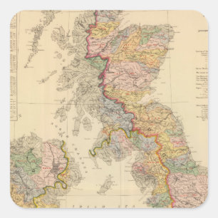 Hydrographical map, British Isles Square Sticker