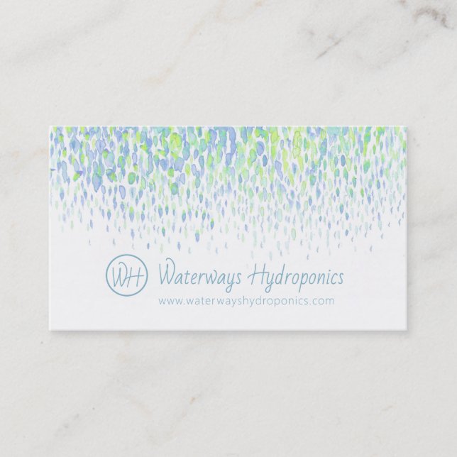 Hydroponics water based business drip watercolor business card (Front)