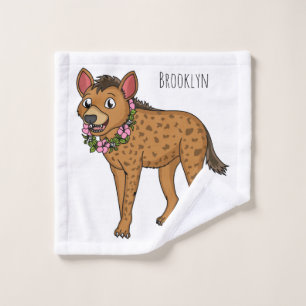 Hyena and flowers cartoon illustration bath towel set