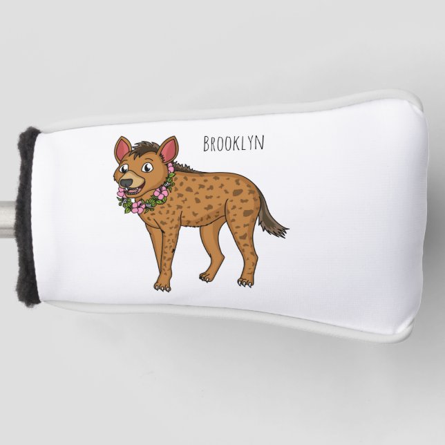Hyena and flowers cartoon illustration  golf head cover (Front)