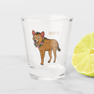 Hyena and flowers cartoon illustration shot glass