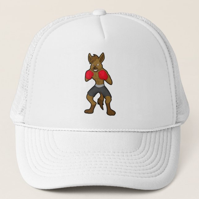 Hyena at Boxing with Boxing gloves Trucker Hat (Front)