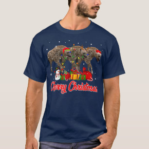 Hyena Christmas Pajama Funny Xmas Lights Animals L T-Shirt