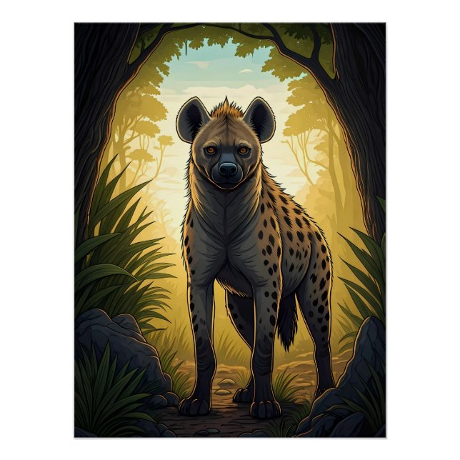 Hyena in a Forest Clearing Poster (Front)