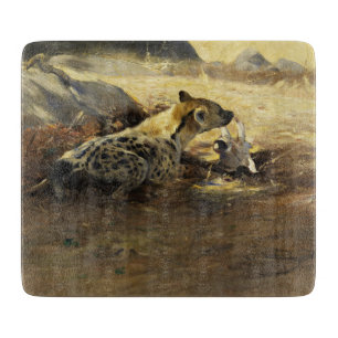 Hyena in a Natural Landscape (by Wilhem Kuhnert) Cutting Board