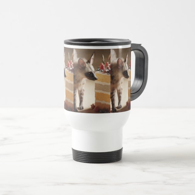 Hyena & Layer Cake Travel Mug (Front Right)