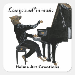 Hyena Piano Music Pianist Fantasy Art Stickers