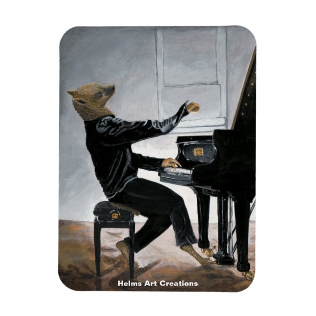 Hyena Piano Music Player Fantasy Art Photo Magnet (Vertical)