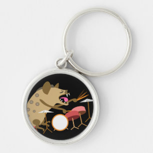 Hyena Playing Drums Key Ring