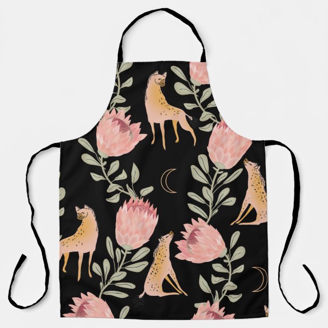 Hyena & Protea: Dark Vintage Pattern Apron (Front)