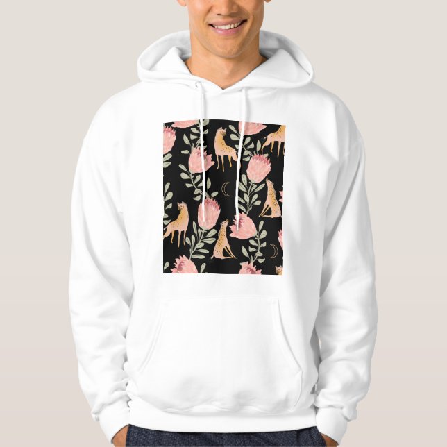 Hyena & Protea: Dark Vintage Pattern Hoodie (Front)