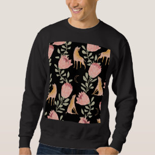 Hyena & Protea: Dark Vintage Pattern Sweatshirt