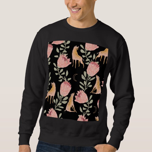 Hyena & Protea: Dark Vintage Pattern Sweatshirt (Front)