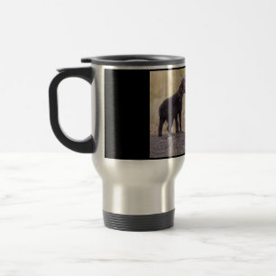 Hyena with young one travel mug