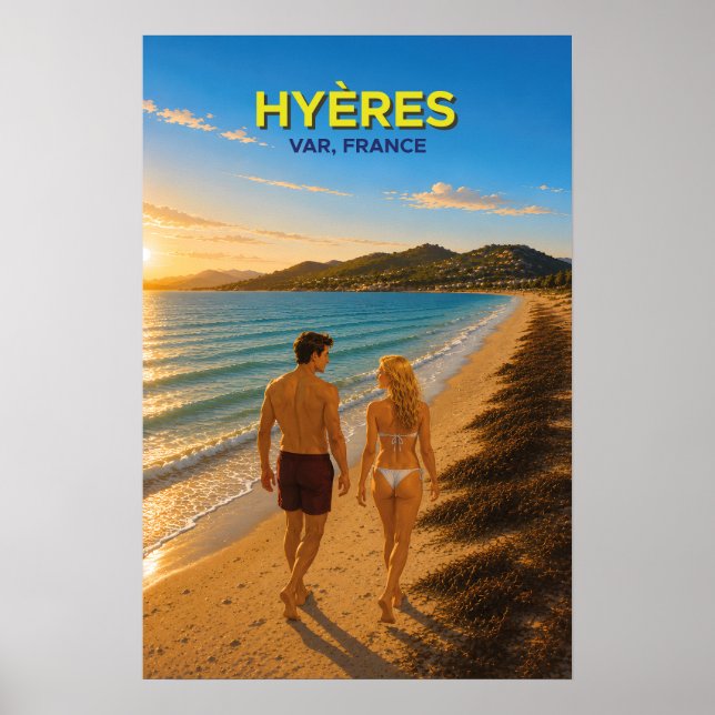 Hyères, France – Vintage Travel Poster (Front)