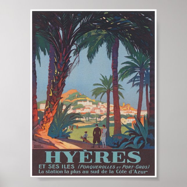 Hyeres France Vintage Travel Poster (Front)