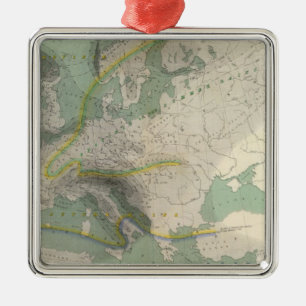 Hyetographic map Europe Metal Tree Decoration