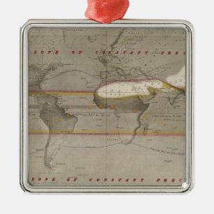 Hyetographic rain map metal tree decoration