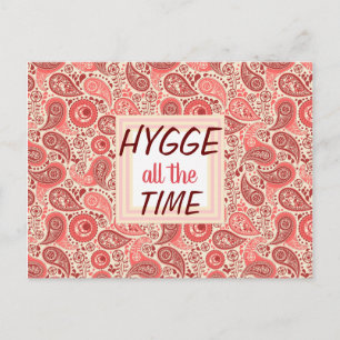 HYGGE all the Time Cosy Pink Paisley Postcard