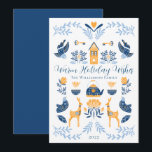 Hygge Blue | Yellow Unique Warm Holiday Wishes  Card<br><div class="desc">Perfect for your winter holiday greetings,  this unique "Warm Holiday Wishes" editable design features an array of hygge style graphics arranged into a unique pattern that is cosy and cheerful.  Composite design by Holiday Hearts Designs.</div>