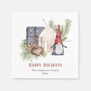 Hygge Christmas Cute Gnome Nordic Holidays Napkin